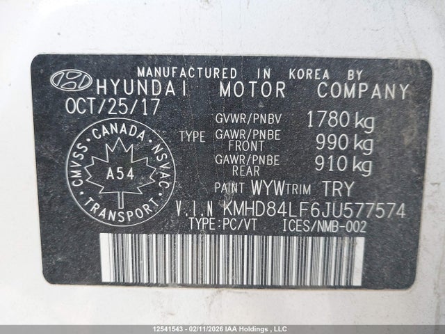 KMHD84LF6JU577574 Hyundai ELANTRA GL