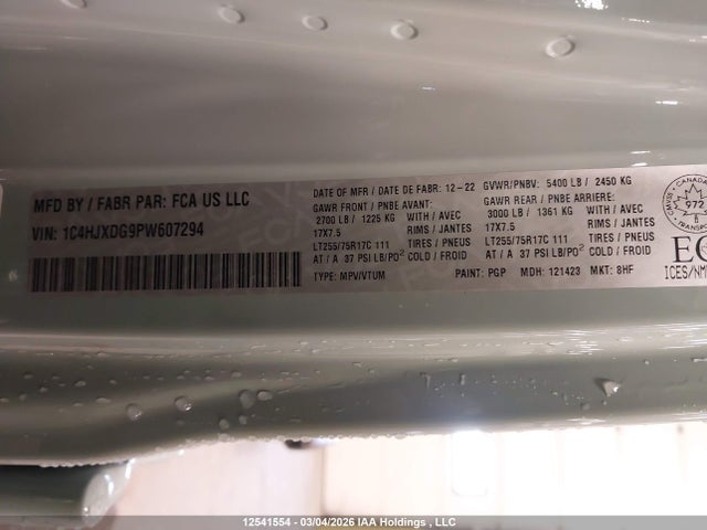 1C4HJXDG9PW607294 Jeep Wrangler 4-door Willys