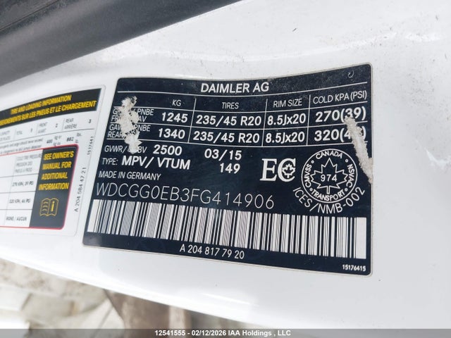 WDCGG0EB3FG414906 Mercedes-Benz Glk 250 Bluetec 4matic