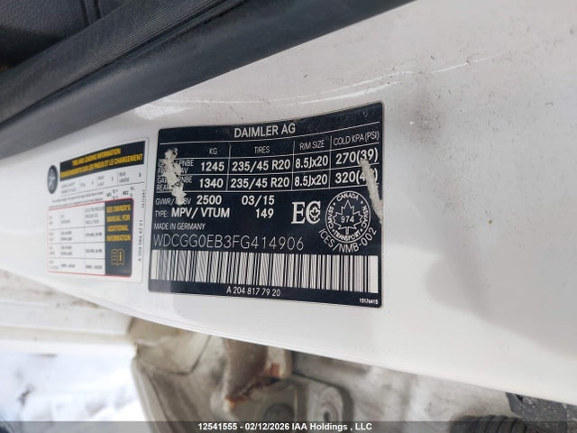 WDCGG0EB3FG414906 Mercedes-Benz Glk 250 Bluetec 4matic