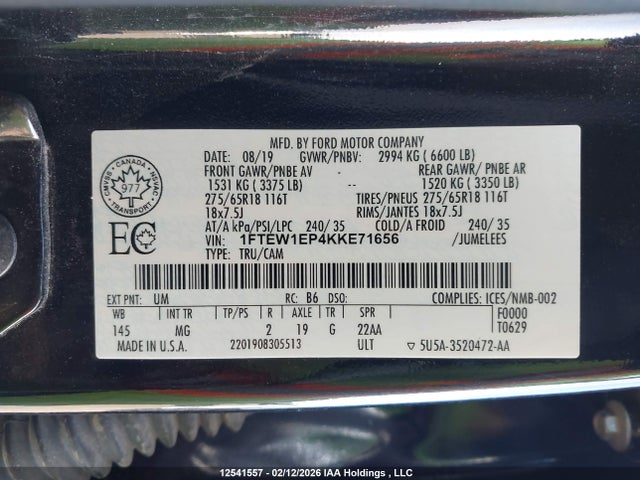 Ford F-150 Xlt 2019 1FTEW1EP4KKE71656 Image 9