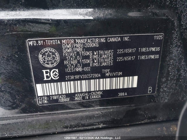 2T3R1RFV3SC572904 Toyota RAV4