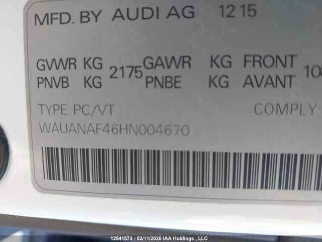 WAUANAF46HN004670 Audi A4 PREMIUM