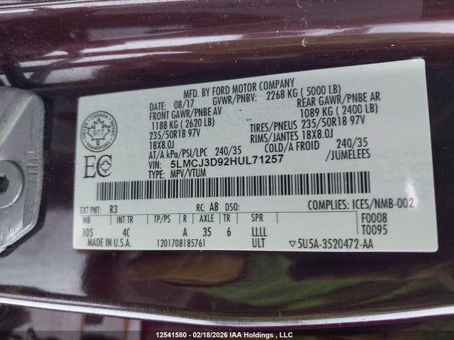Lincoln Mkc Reserve 2017 5LMCJ3D92HUL71257 Image 19