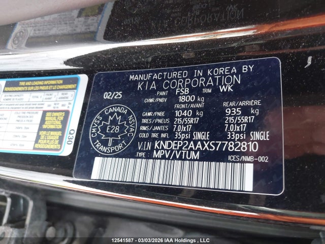 KNDEP2AAXS7782810 KIA Seltos Lx Fwd