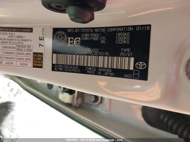 JTDKARFP6J3070195 Toyota PRIUS PRIME