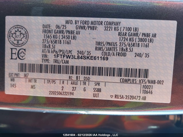 1FTFW3L84SKE61169 Ford F150 Xlt