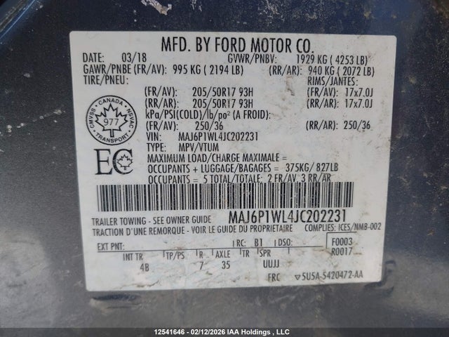 MAJ6P1WL4JC202231 Ford Ecosport Titanium