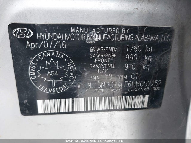 Aukcja sprzedaży 2017 Hyundai Elantra, vin: 5NPD74LF6HH052252, numer aukcji: 12541665