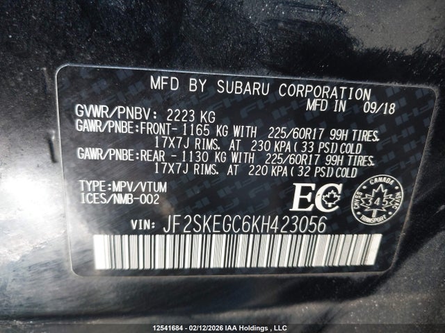 JF2SKEGC6KH423056 Subaru Forester Premium