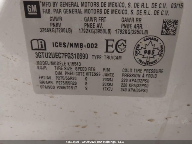 3GTU2UEC7FG310690 GMC Sierra 1500 Sle