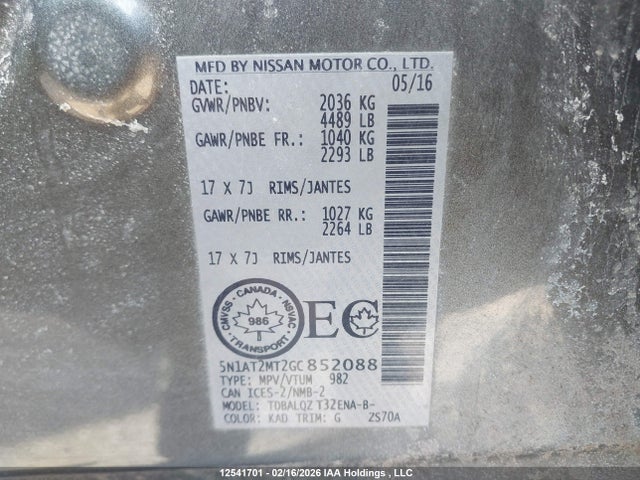 5N1AT2MT2GC852088 Nissan Rogue