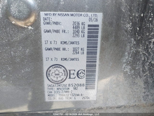 5N1AT2MT2GC852088 Nissan Rogue