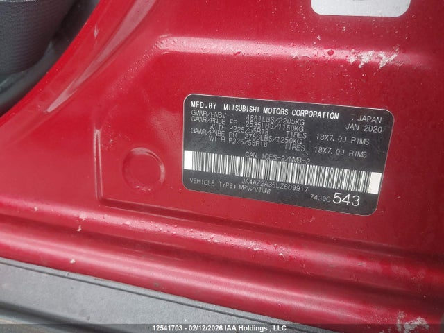 JA4AZ2A35LZ609917 Mitsubishi Outlander Es/ex/ex-l
