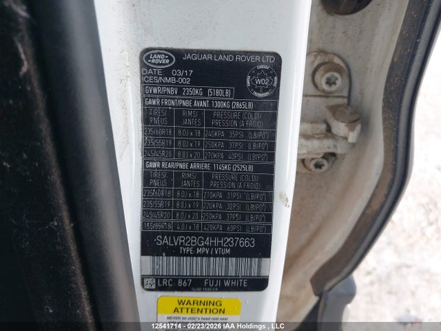 Land Rover Range Rover Evoque Hse 2017 SALVR2BG4HH237663 Image 9