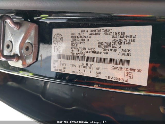 1FMCU0GD3HUE41566 Ford ESCAPE SE