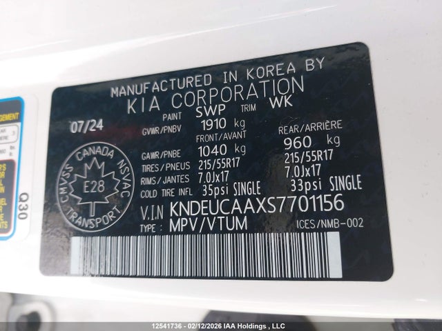 Продажа на аукционе авто 2025 Kia Seltos Ex, vin: KNDEUCAAXS7701156, номер лота: 12541736