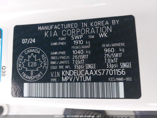Продажа на аукционе авто 2025 Kia Seltos Ex, vin: KNDEUCAAXS7701156, номер лота: 12541736