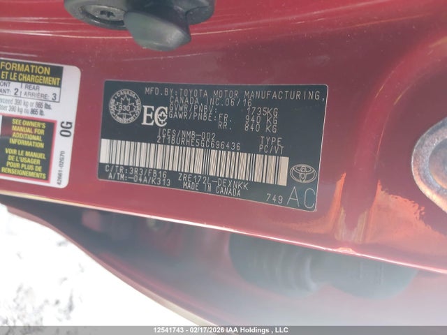 2T1BURHE5GC696436 Toyota Corolla L/le/le Pls/prm/s/s Pls