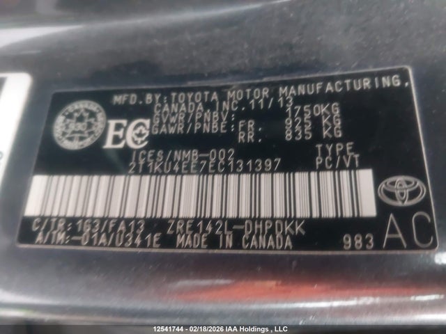 2014 Toyota Matrix S მანქანა იყიდება აუქციონზე, vin: 2T1KU4EE7EC131397, აუქციონის ნომერი: 12541744