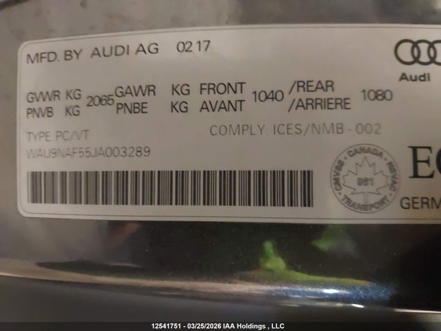 WAU9NAF55JA003289 Audi A5 Prestige S-line