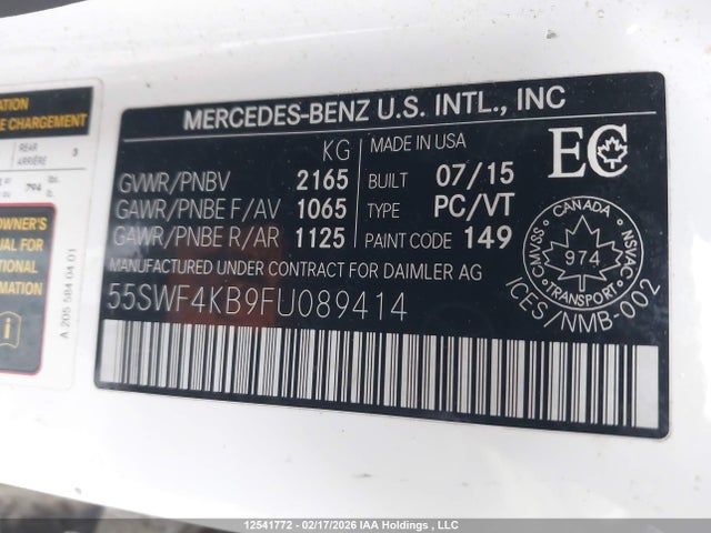 55SWF4KB9FU089414 Mercedes-Benz C 300 4matic