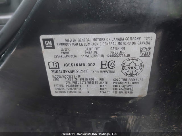 2GKALNEK4H6204956 GMC Terrain Sle-2