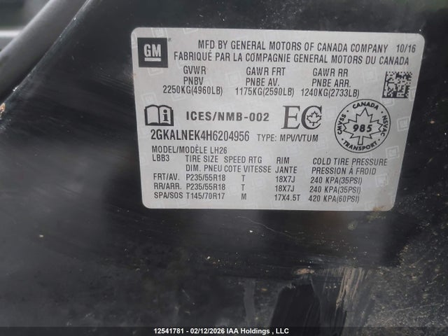2GKALNEK4H6204956 GMC Terrain Sle-2