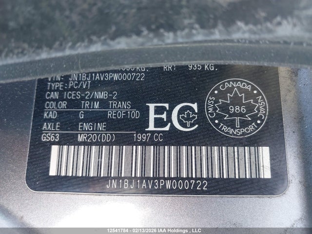 JN1BJ1AV3PW000722 Nissan QASHQAI