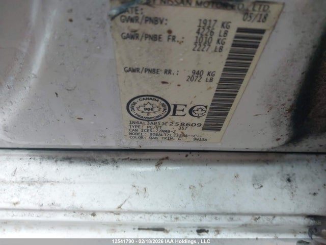 1N4AL3AP5JC258609 Nissan Altima 2.5 S/2.5 Sl Tech/2.5 Sv