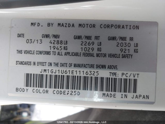 JM1GJ1U61E1116325 Mazda Mazda6 Gx