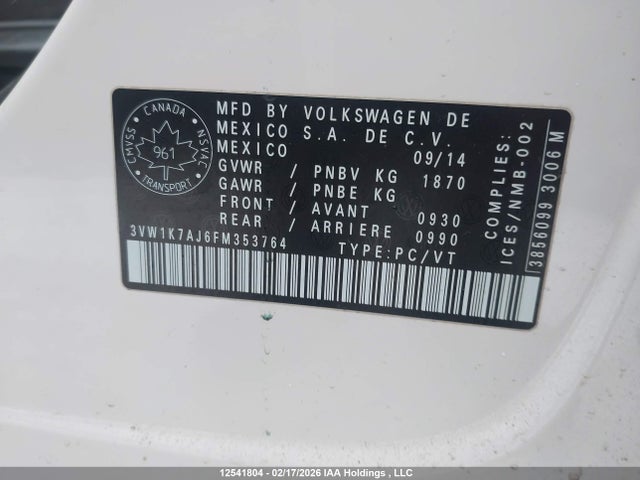 3VW1K7AJ6FM353764 Volkswagen Jetta 2.0l Trendline/2.0l Trendline+