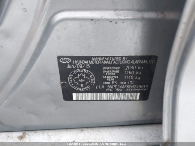 Продаж на аукціоні авто 2015 Hyundai Sonata Gls, vin: 5NPE24AF6FH249019, номер лоту: 12541814