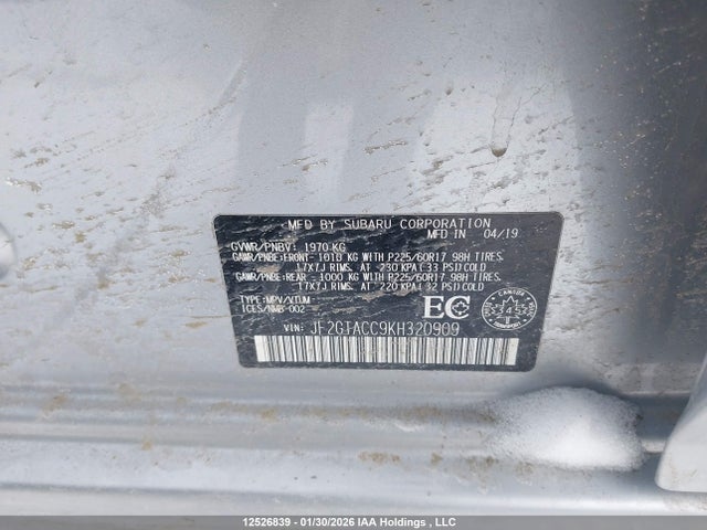 JF2GTACC9KH320909 Subaru Crosstrek Touring