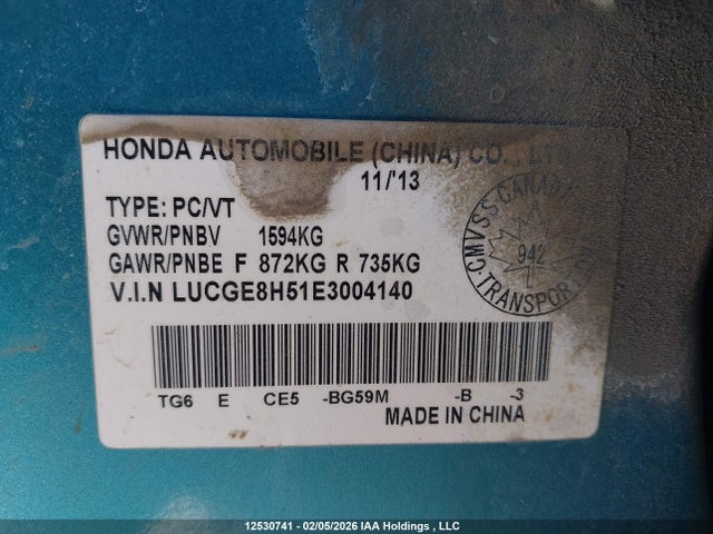 LUCGE8H51E3004140 Honda FIT LX
