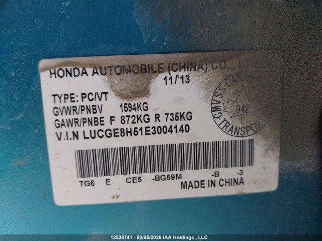LUCGE8H51E3004140 Honda FIT LX
