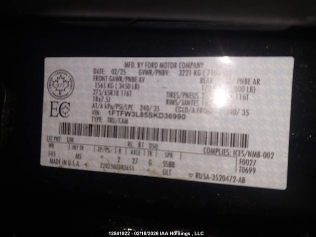1FTFW3L85SKD36990 Ford F150 Xlt