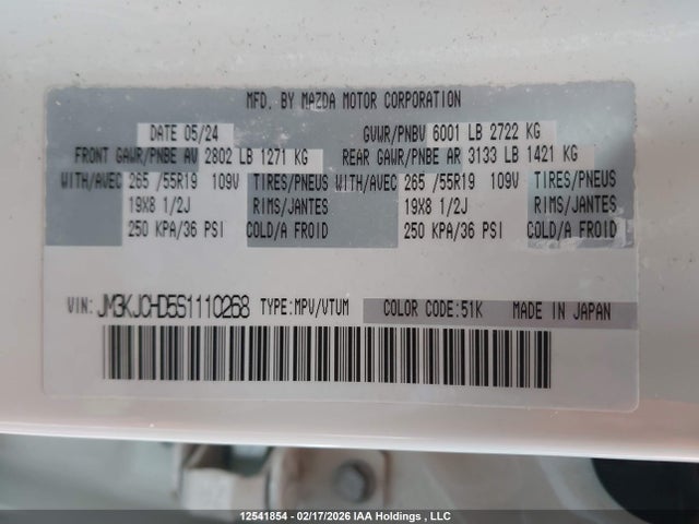 JM3KJCHD5S1110268 Mazda Cx-70 Gs-l