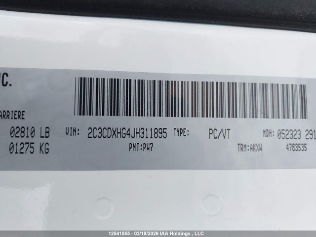 Aukcja sprzedaży 2018 Dodge Charger Sxt Plus, vin: 2C3CDXHG4JH311895, numer aukcji: 12541855