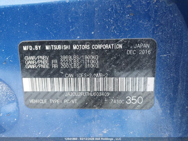 JA32U2FU7HU603405 Mitsubishi Lancer