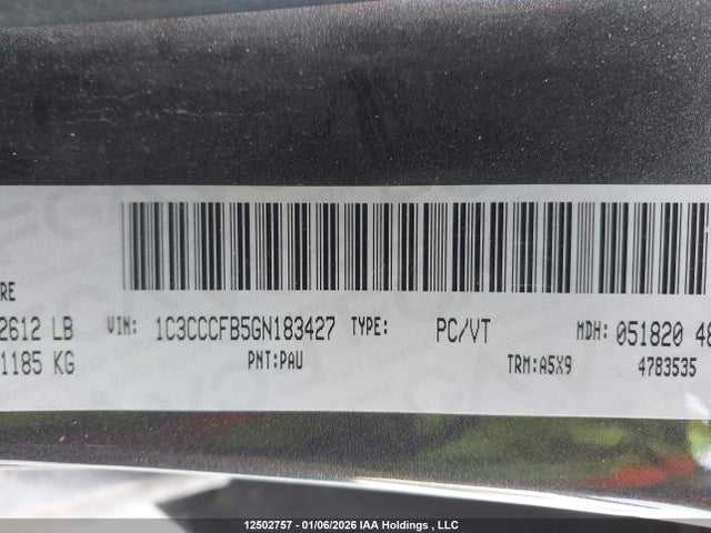 Aukcja sprzedaży 2016 Chrysler 200 Lx, vin: 1C3CCCFB5GN183427, numer aukcji: 12502757