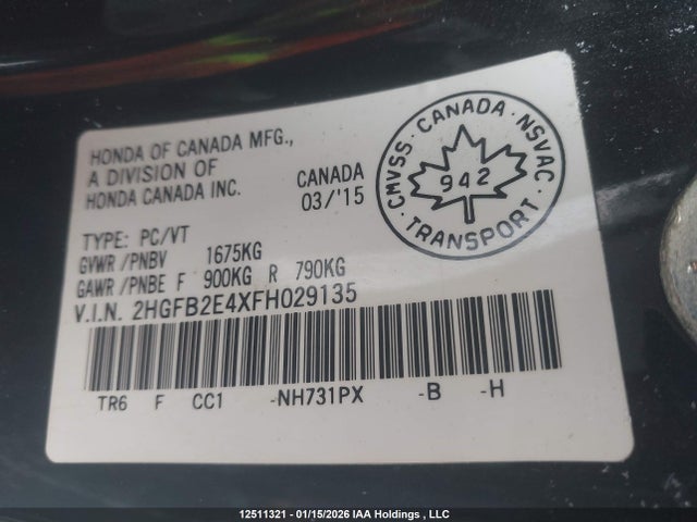 2HGFB2E4XFH029135 Honda Civic Lx