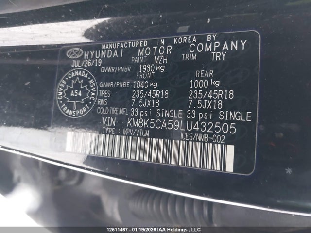 KM8K5CA59LU432505 Hyundai Kona Ultimate Awd