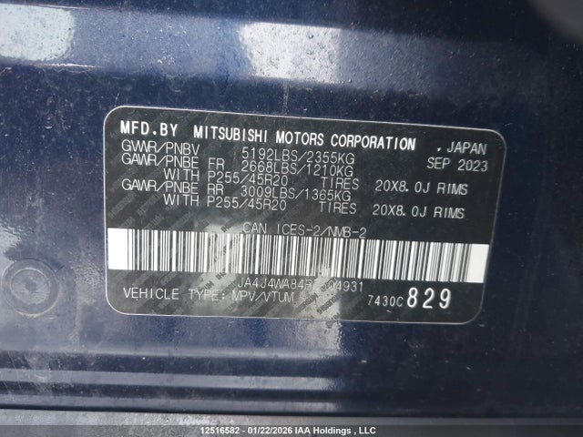 JA4J4WA84RZ604931 Mitsubishi Outlander Gt/gt Noir/gt Premium