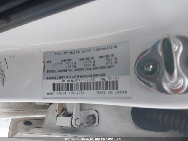 JM1BPBLM9K1122450 Mazda Mazda3 Gs