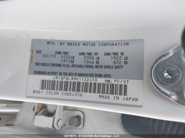 JM1BPBLM9K1122450 Mazda Mazda3 Gs