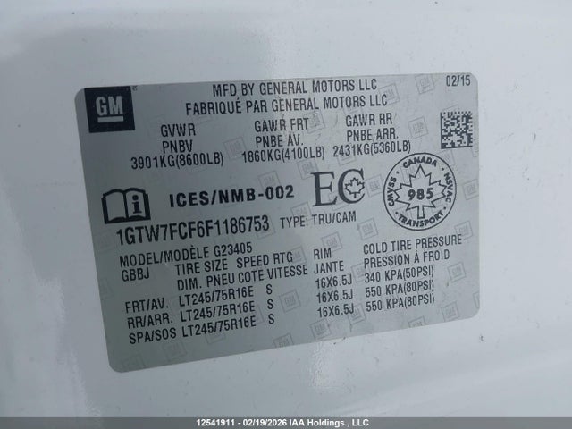 1GTW7FCF6F1186753 GMC Savana G2500