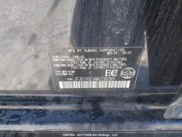 Aukcja sprzedaży 2021 Subaru Crosstrek Outdoor, vin: JF2GTHSC4MH238289, numer aukcji: 12541924
