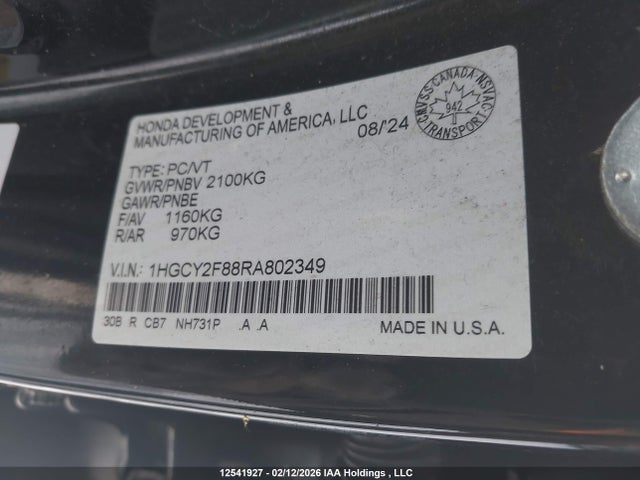 1HGCY2F88RA802349 Honda ACCORD HYBRID