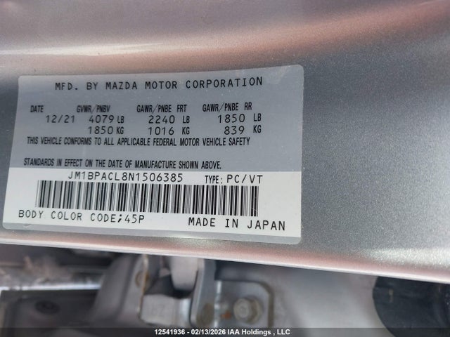 JM1BPACL8N1506385 Mazda Mazda3 Gs